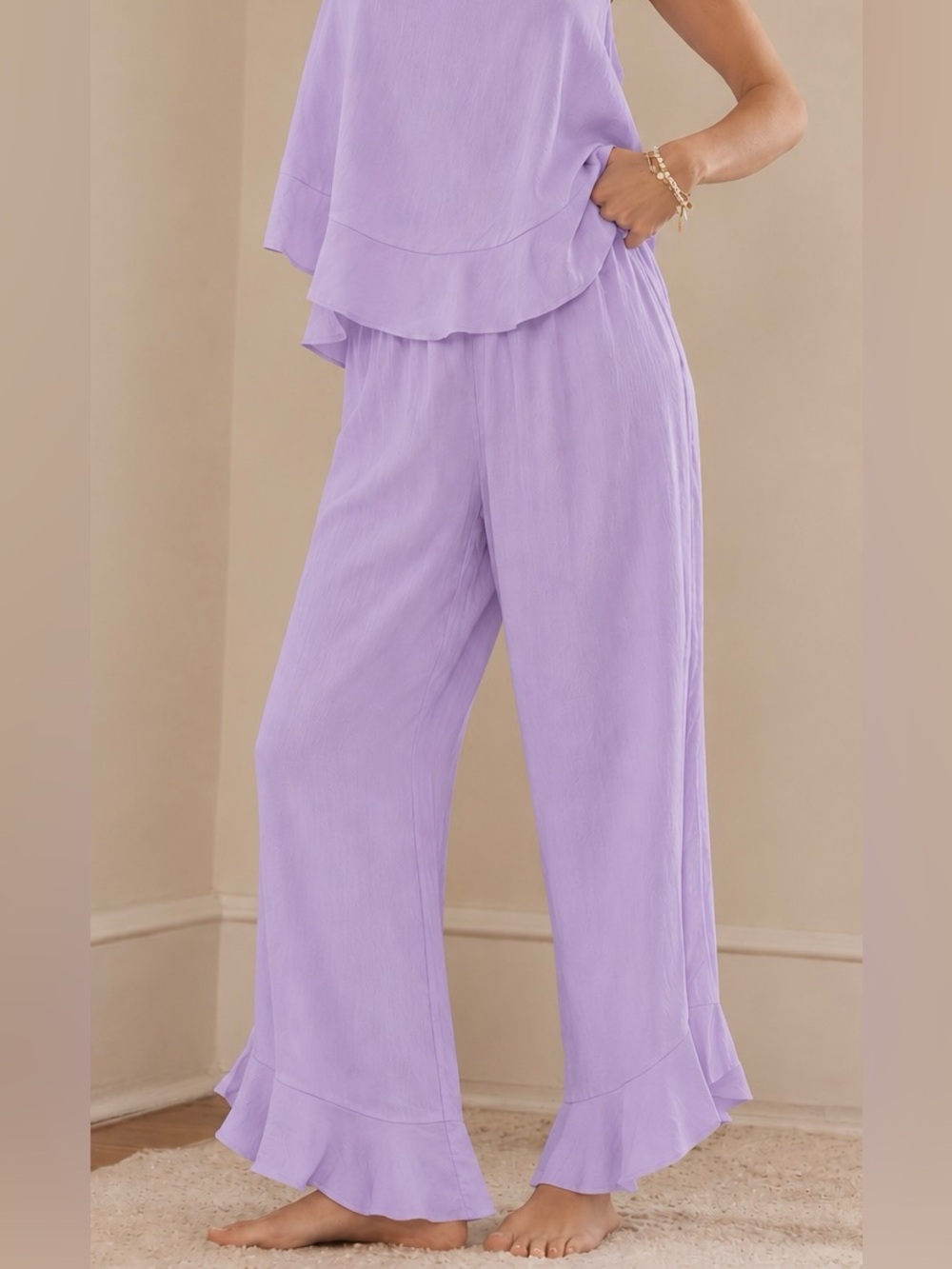 HALF ASLEEP Anthropologie Lilac Purple Ruffle Pants